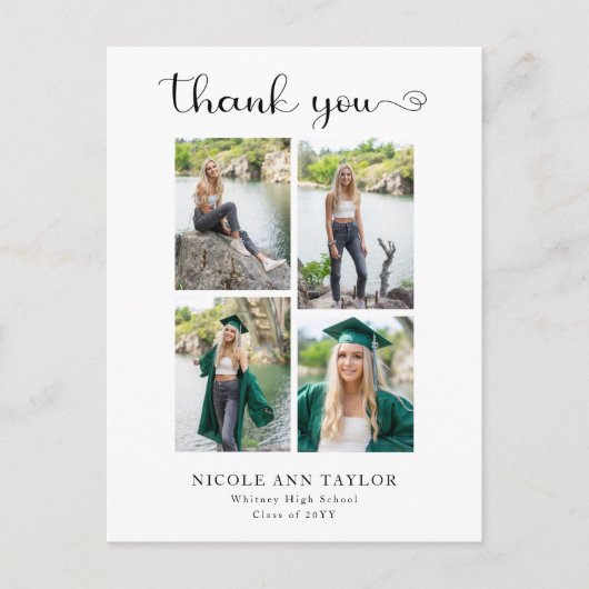 4フォトコラージュエレガント卒業ありがとう ポストカード (正面)