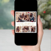 4フォトコラージュエレガント金ゴールドスクリプトクリスマス シーズンカード