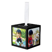 4フォトコラージュカスタマイズとモノグラム キューブオーナメント (正面アングル)