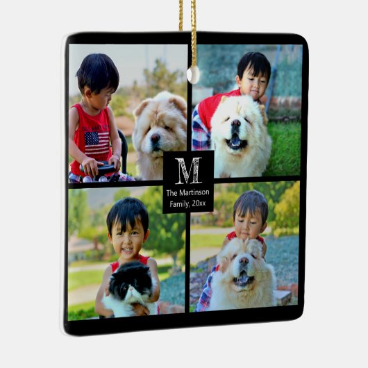 4フォトコラージュカスタマイズとモノグラム セラミックオーナメント (右)