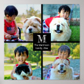 4フォトコラージュカスタマイズとモノグラム ポスター (正面)