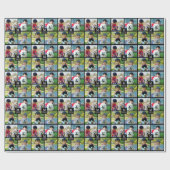 4フォトコラージュカスタマイズとモノグラム ラッピングペーパー (フラット)