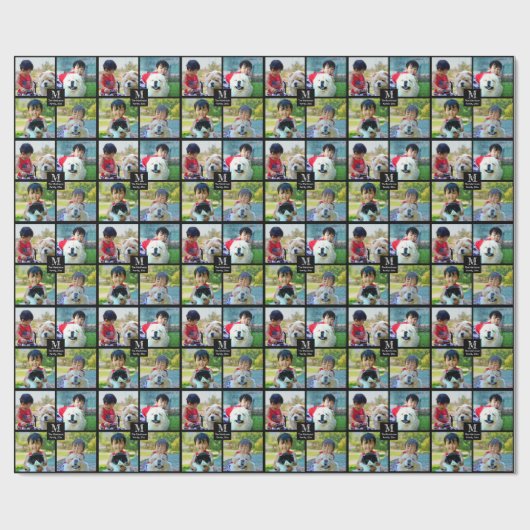 4フォトコラージュカスタマイズとモノグラム ラッピングペーパー (フラット)