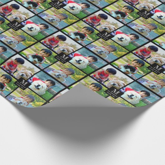 4フォトコラージュカスタマイズとモノグラム ラッピングペーパー (角)