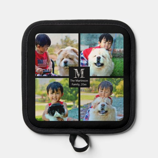 4フォトコラージュカスタマイズとモノグラム 鍋敷き (正面)