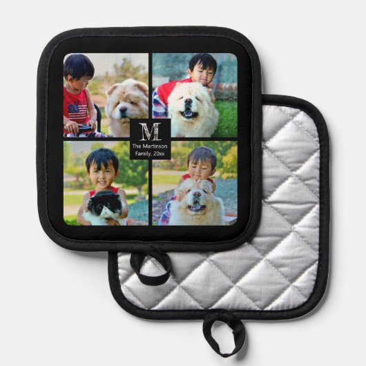 4フォトコラージュカスタマイズとモノグラム 鍋敷き (正面/裏面)