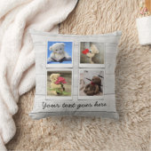 4フォトコラージュテンプレート素朴タイポグラフィ クッション (ブランケット)