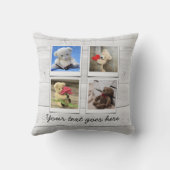 4フォトコラージュテンプレート素朴タイポグラフィ クッション (裏面)