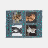 4フォトコラージュドッグペットパーソナライズされたカスタム フリースブランケット (正面(横))