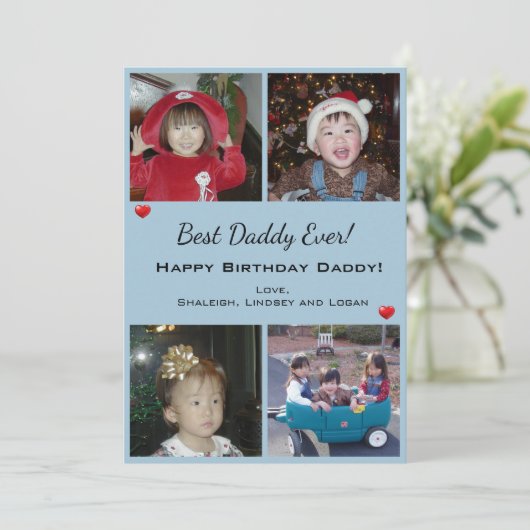 4フォトコラージュハッピーバースデー最高のパパエバーカード シーズンカード (スタンド正面)