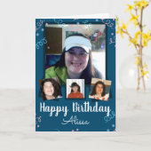 4フォトコラージュハッピーバースデー カード (黄色い花)