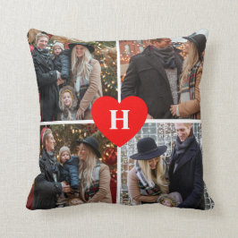 4フォトコラージュハートモノグラムの クッション