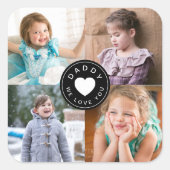 4フォトコラージュパパ愛するハート父の日 スクエアシール (正面)