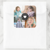 4フォトコラージュパパ愛するハート父の日 スクエアシール (バッグ)