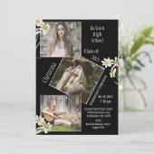 4フォトコラージュパーソナライズされたデイジー卒業 案内状 (スタンド正面)