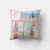 4フォトコラージュパーソナライズされたピンクのママ愛 クッション (裏面)