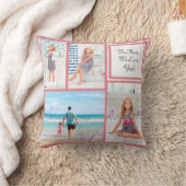 4フォトコラージュパーソナライズされたピンクママ/ラブ クッション (ブランケット)