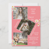 4フォトコラージュパーソナライズされたピンク卒業 案内状 (正面)