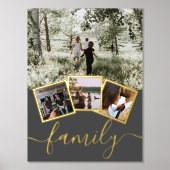4フォトコラージュパーソナライズされたファミリータイポグラフィ 箔ポスター (正面)