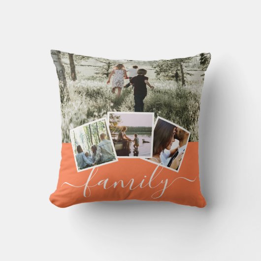 4フォトコラージュパーソナライズされたファミリー クッション (正面)