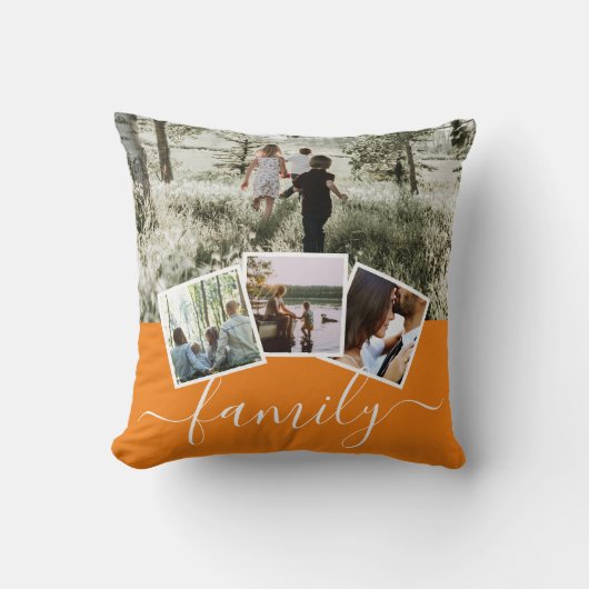 4フォトコラージュパーソナライズされたファミリー クッション (正面)