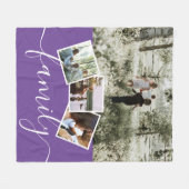 4フォトコラージュパーソナライズされたファミリー フリースブランケット (正面(横))