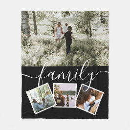 4フォトコラージュパーソナライズされたファミリー フリースブランケット
