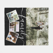 4フォトコラージュパーソナライズされたファミリー フリースブランケット (正面(横))