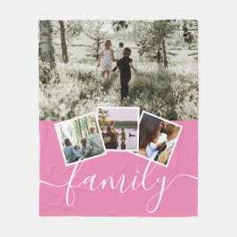 4フォトコラージュパーソナライズされたファミリー フリースブランケット