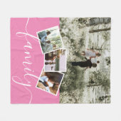 4フォトコラージュパーソナライズされたファミリー フリースブランケット (正面(横))