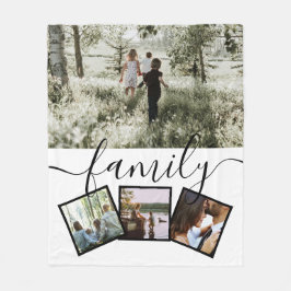 4フォトコラージュパーソナライズされたファミリー フリースブランケット