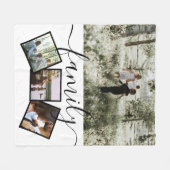 4フォトコラージュパーソナライズされたファミリー フリースブランケット (正面(横))