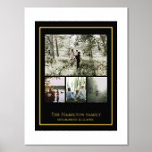 4フォトコラージュパーソナライズされたファミリー 箔ポスター (正面)