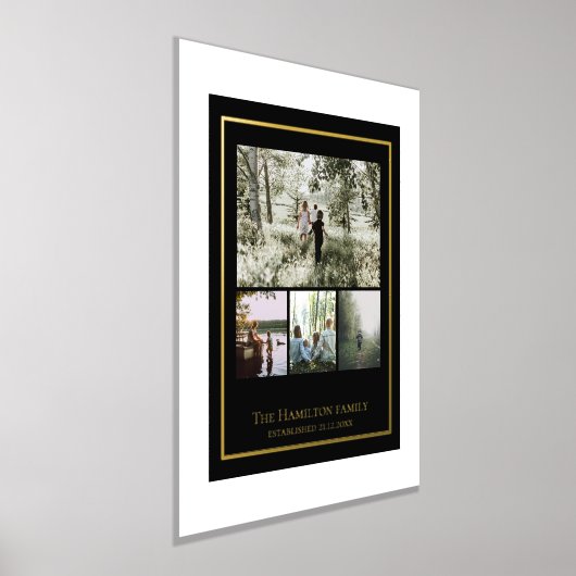 4フォトコラージュパーソナライズされたファミリー 箔ポスター (レイダウン)