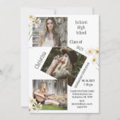4フォトコラージュパーソナライズされたホワイト卒業 案内状 (正面)