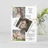 4フォトコラージュパーソナライズされたホワイト卒業 案内状 (スタンド正面)