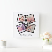 4フォトコラージュパーソナライズされた スクエア壁時計 (ホーム)