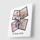 4フォトコラージュパーソナライズされた スクエア壁時計 (傾斜)