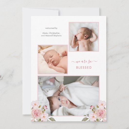 4フォトコラージュフローラガール生誕発表 案内状 (裏面)