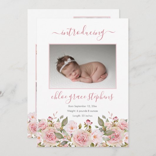 4フォトコラージュフローラガール生誕発表 案内状 (正面/裏面)