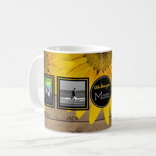 4フォトコラージュマザーズデイマムヒ素朴マワリ コーヒーマグカップ (正面左)