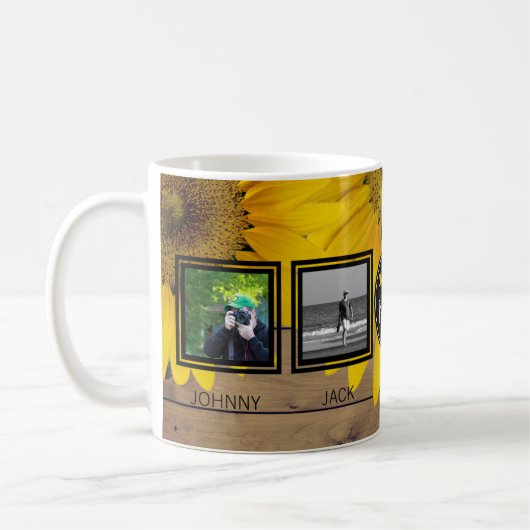 4フォトコラージュマザーズデイマムヒ素朴マワリ コーヒーマグカップ (左)