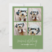 4フォトコラージュミニマルクリスマスグリーン シーズンカード (正面)