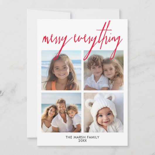 4フォトコラージュメリーすべてミニマル赤 シーズンカード (正面)
