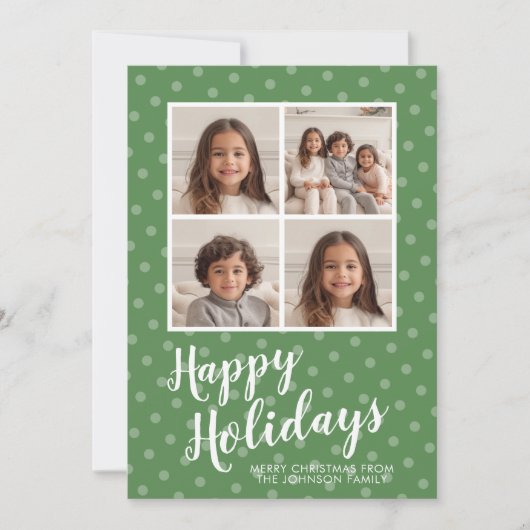 4フォトコラージュメリークリスマスお洒落水玉模様 シーズンカード (正面)