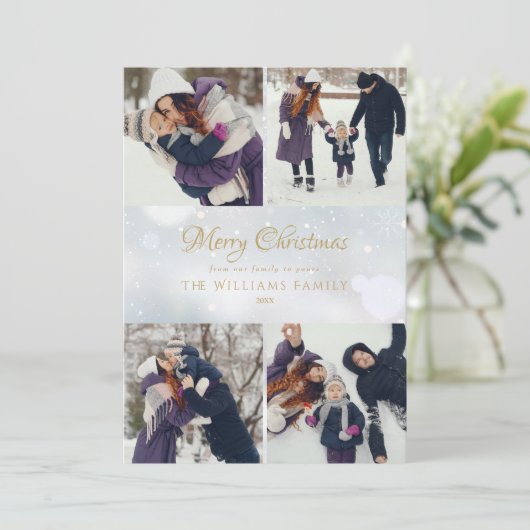 4フォトコラージュメリークリスマスウィンターフロスト シーズンカード (スタンド正面)