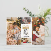 4フォトコラージュメリークリスマスギフト名前をカスタムする シーズンカード (スタンド正面)