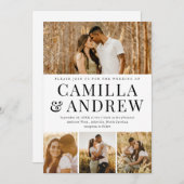 4フォトコラージュモダンエレガントな結婚式 招待状 (正面/裏面)