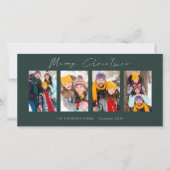 4フォトコラージュモダングリーンクリスマス シーズンカード (正面)