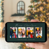 4フォトコラージュモダングリーンクリスマス シーズンカード